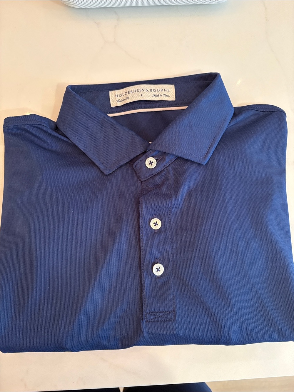 Holderness & Bourne Men's Navy Blue Polo
